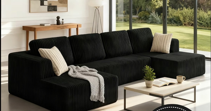 CloudRest™ U-Shape 132" Modular Corduroy Sofa – Deep Seat, Boneless Cushion Design, Oversized Modern Sectional